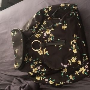 Black floral Backpack